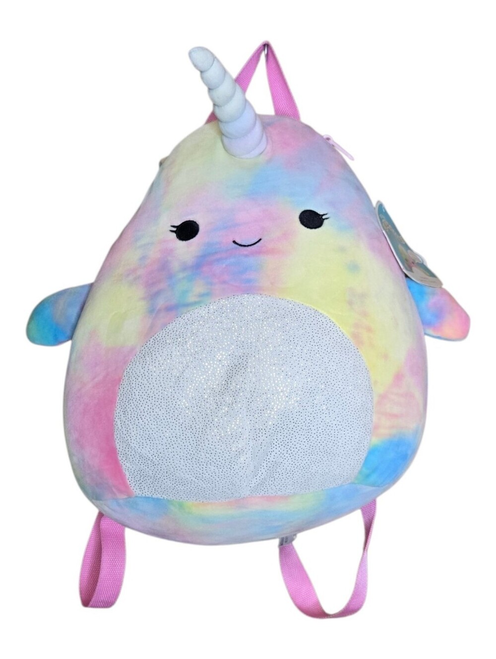 NEW Squishmallows tie dye Navina Narwhal Series 2 plush backpack